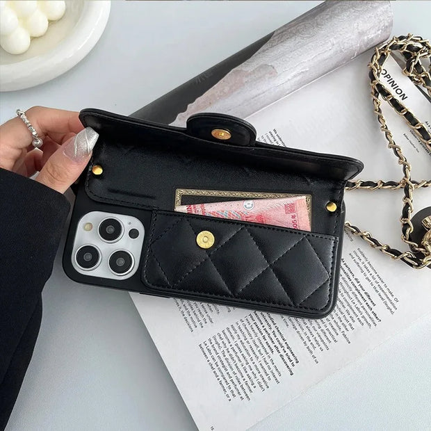 Crossbody Adjustable Lanyard Phone Case for IPhone 17 Air 16 15 14 Plus 13 12 11 Pro Max Wallet Card Slot Holder Leather Cover