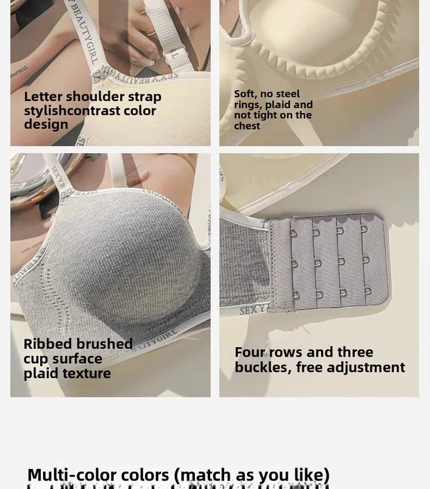 6cm Thickened Push-Up Bra for Small Chest Wireless No Steel Ring Anti-Slip Pads Seamless Invisible Adjustable Straps