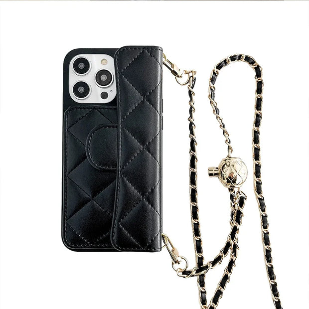 Crossbody Adjustable Lanyard Phone Case for IPhone 17 Air 16 15 14 Plus 13 12 11 Pro Max Wallet Card Slot Holder Leather Cover