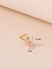1Pcs Nose Rings Studs L Shaped Nose Rings for Women Heart Nose Nostrial Piercing Jewelry Valentine's Day Gifts