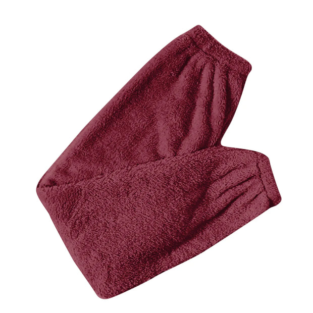 Women Comfortable Plush Sleep Bottoms Trendy Casual Solid Color Pajama Pants Female Leisure Family Daily Soft Cozy Trousers