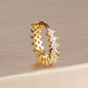 1PC 18K Gold Plated Stainless Steel Round Circle Earrings for Women Teens Cubic Zircon Star Leaf Hoop Earrings Piercing Jewelry