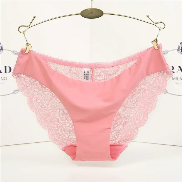 Women's Sexy Lace Panties Seamless Cotton Breathable Briefs Girls Transparent Underpants Plus Size Brand Underwear 1 Piece