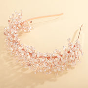 Luxury Pearl Crystal Bridal Crown Headpieces Handmade Party Wedding Hair Accessories Vintage Rhinestone Women Headband Tiaras