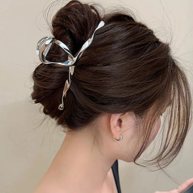 Fashion Elegant Gold Color S-shaped Metal Hairpins Hair Claw For Women Girls Korean Hair Clips Ponytail Clip Hair Accessories