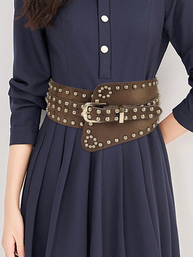 New 2023 European and American style women's wide waistband fashionable retro elastic elastic waistband dress with waistband dec