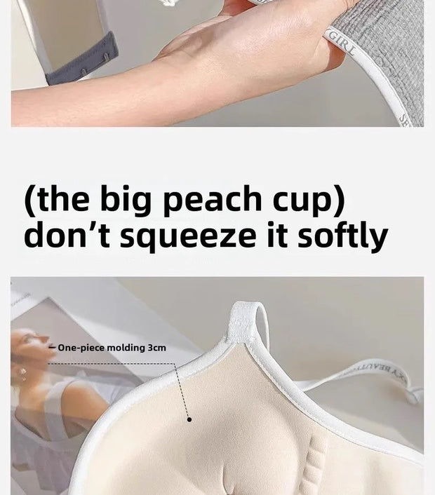 6cm Thickened Push-Up Bra for Small Chest Wireless No Steel Ring Anti-Slip Pads Seamless Invisible Adjustable Straps