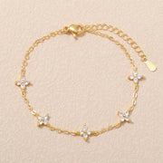 925 Sterling Silver Shiny Zircon Flower Bracelets For Women Charm Temperament Chain Bracelet Party Wedding Jewelry Holiday Gifts