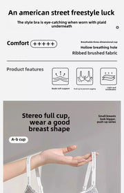 6cm Thickened Push-Up Bra for Small Chest Wireless No Steel Ring Anti-Slip Pads Seamless Invisible Adjustable Straps