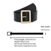 New Vintage Large Buckle Fashionable Women's Wide Belt Dress Decorative PU Women's Belt