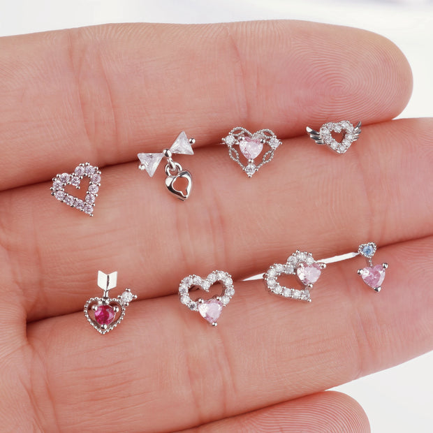 1Pcs Nose Rings Studs L Shaped Nose Rings for Women Heart Nose Nostrial Piercing Jewelry Valentine's Day Gifts