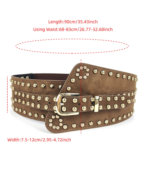 New 2023 European and American style women's wide waistband fashionable retro elastic elastic waistband dress with waistband dec