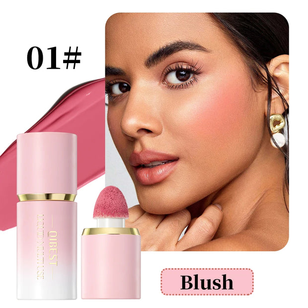 QIBEST Matte Face Liquid Blusher Smooth Cheek Eye Blush Highlighter Multi-Use Stick Rouge Lasting Liquid Contour Bronzer Makeup