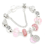 Silver Plated Charm Bracelet & Bangle With Key Lock Crystal Pendant Ball Bracelet For Women Wedding Valentine's Day Jewelry Gift