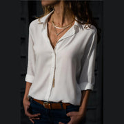 Autumn Shirt Women's Polo Collar Office Lady blouse Vintage Shirt Loose Button Up Down Shirts Fashion Tops
