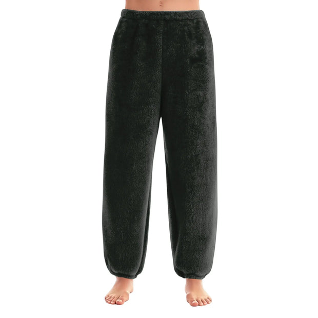 Women Comfortable Plush Sleep Bottoms Trendy Casual Solid Color Pajama Pants Female Leisure Family Daily Soft Cozy Trousers