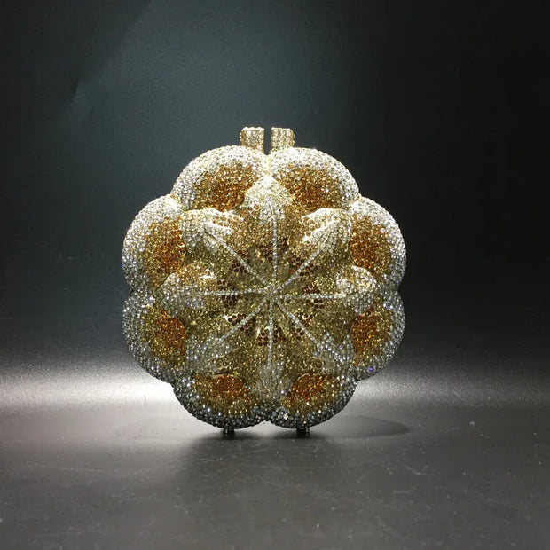 Rose Flower Pink/Green Rhinestones Evening Clutches Women Floral Yellow Crystal Evening Bags Bridal Wedding Party Clutch Purse