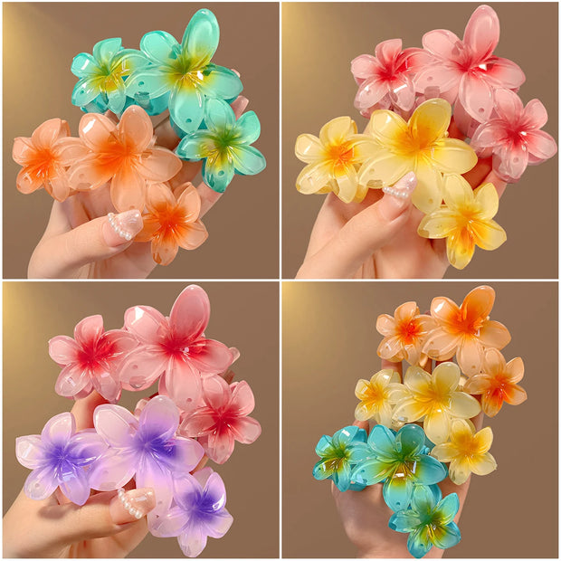 11CM Candy Color 3 Flower Sweet Large Gradient Shark Clip Hairpin Headwear Headdress Hair Accessories For Women Girls Hair Clip