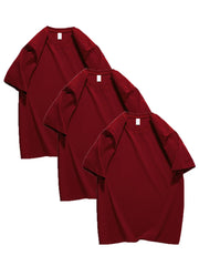 COUTUDI 100% Cotton 3 pieces Women Short Sleeve T-shirt Summer Oversize Solid Color Basic Top Casual Female Regular Fit Soft Tee