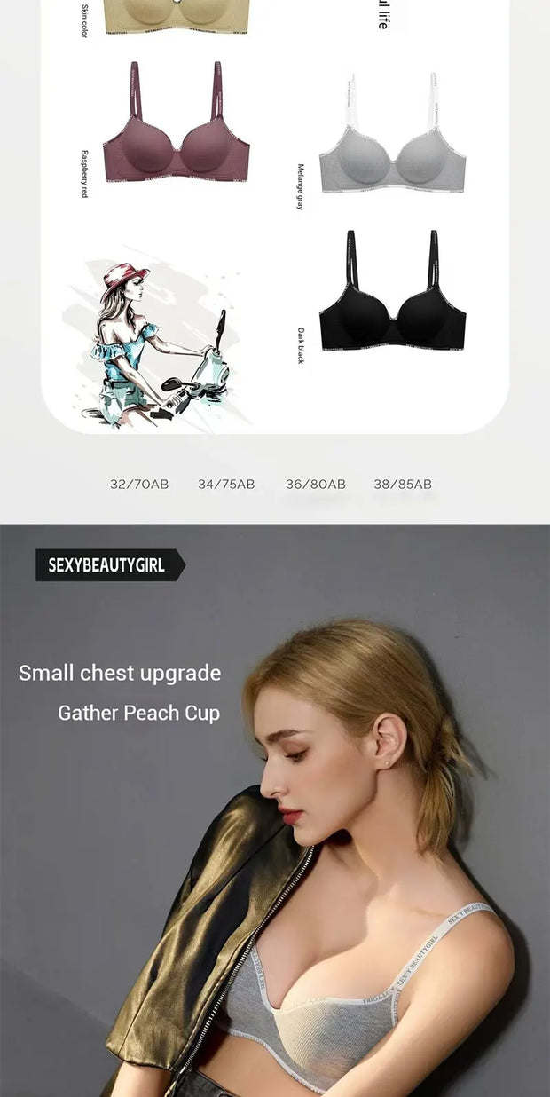 FINETOO Women Underwear Small Chest Sexy Push Up Lingerie Seamless Bra for Women Comfortable Everyday Bra Thick Bralette 32-38AB