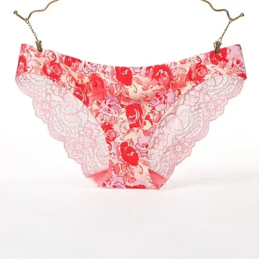 Women's Sexy Lace Panties Seamless Cotton Breathable Briefs Girls Transparent Underpants Plus Size Brand Underwear 1 Piece