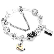 Silver Plated Charm Bracelet & Bangle With Key Lock Crystal Pendant Ball Bracelet For Women Wedding Valentine's Day Jewelry Gift