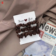6PCS Elastic Hair Bands Elegant Solid Color Satin Pleated Scrunchies Woman small Ponytail Holder Hair ties Hair accessories
